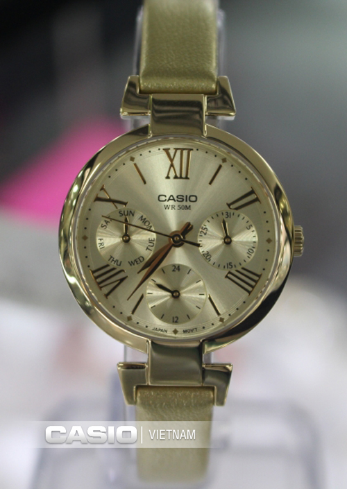 Đồng hồ nữ Casio LTP-E404GL-9AVDF Dây da vàng nhẹ nhàng
